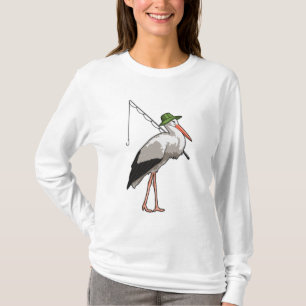 Storch beim Angeln mit Angelrute T-Shirt