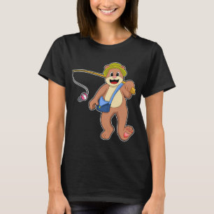 Storch beim Fischen mit Angelrute T-Shirt