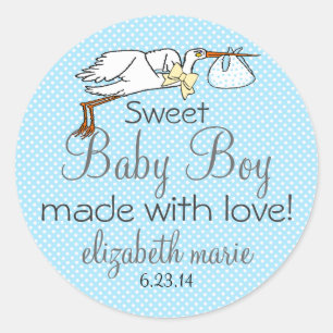 Storch-blaue Babyparty-Bevorzugung Runder Aufkleber