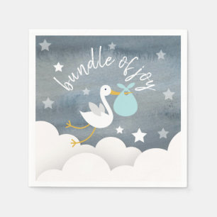 Storch-blaues Bündel spielt Aquarell-Babyparty di Serviette