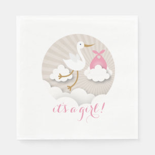 Storch + Clouds Girl Babydusche Napkins Serviette