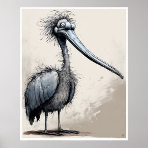 Storch in Kurzform - Kunstdruck Poster
