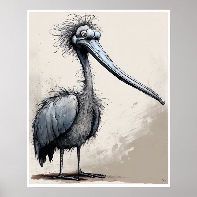 Storch in Kurzform - Kunstdruck Poster (Vorne)