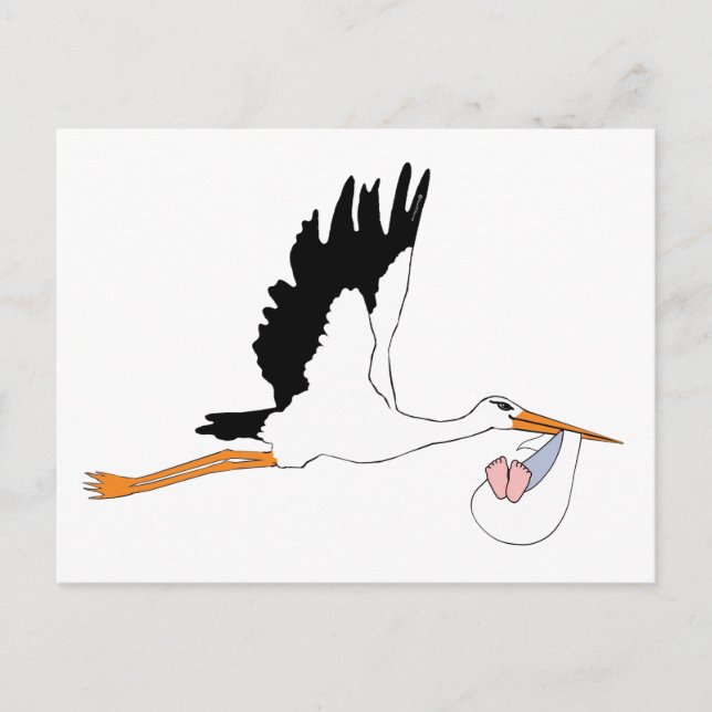 Storch liefert Baby Postkarte (Vorderseite)