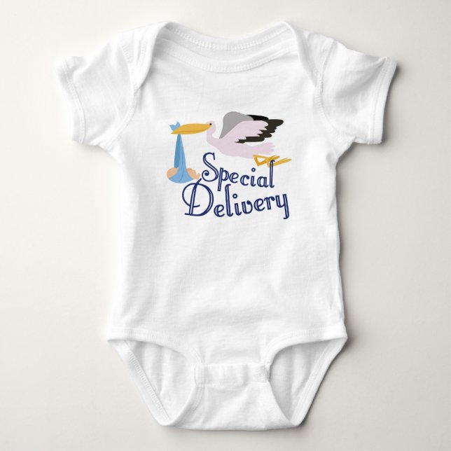 Storch liefert Baby Strampler (Vorderseite)