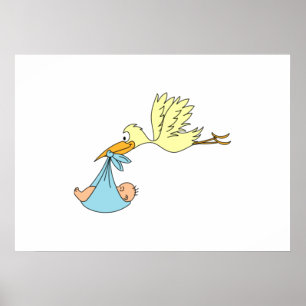Storch liefert ein Baby Poster