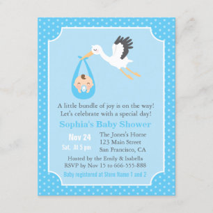 Storch-Lieferung Baby Boy Shower 'Bundle of Joy' Einladung