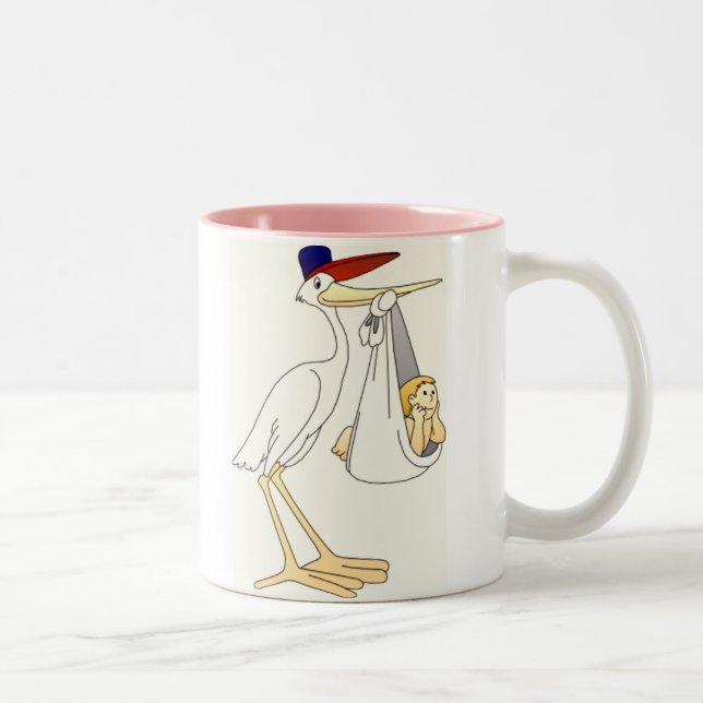 Storch-Lieferungs-Baby Zweifarbige Tasse (Rechts)