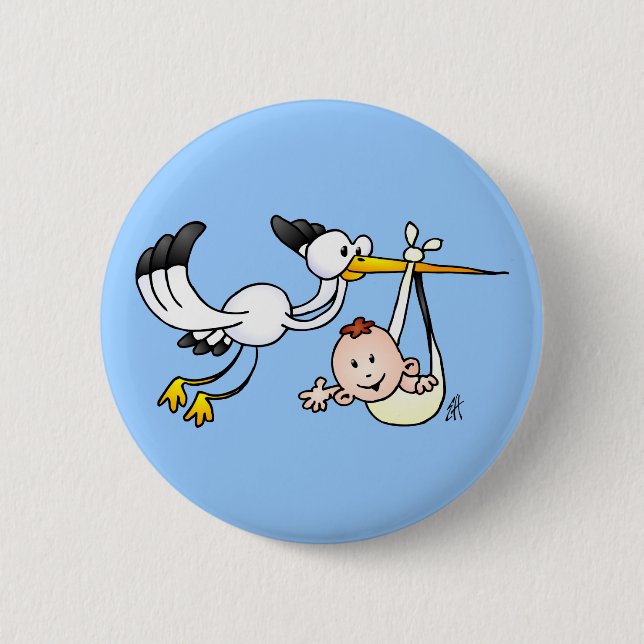 Storch mit Baby Button (Vorderseite)
