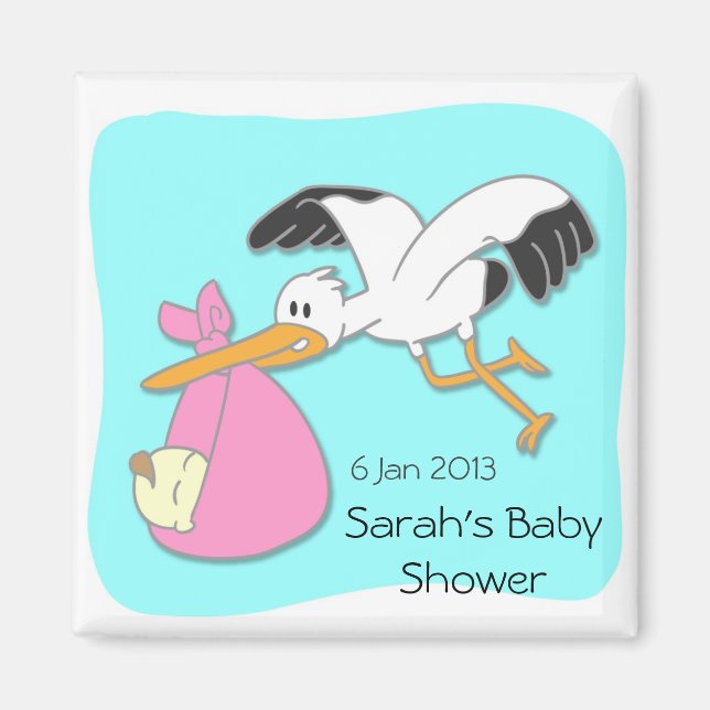 Storch mit Baby-Cartoon-Babyduschmagnet Magnet (Vorne)