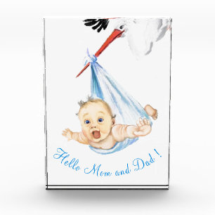 Storch mit Baby-Foto-Block - Benutzerdefinierter T Fotoblock