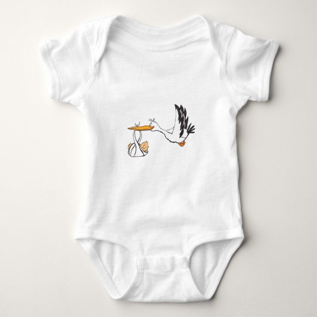 Storch mit Baby - Geschenk, damit die Eltern sind Baby Strampler (Vorderseite)