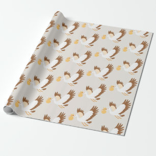 Storch mit Babydusche Geschenkpapier