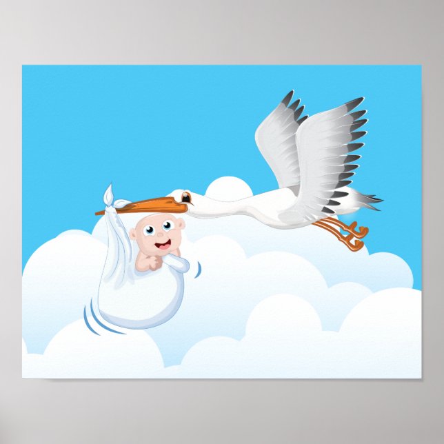 Storch mit geborenem Baby Poster (Vorne)