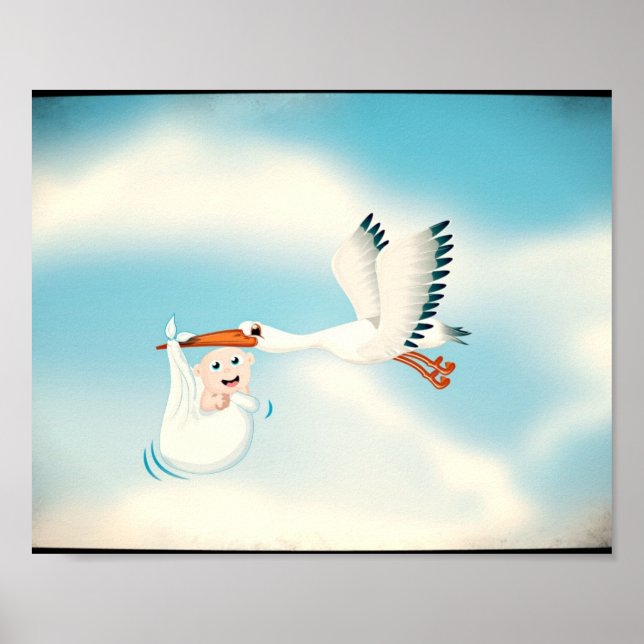 Storch mit geborenem Baby Poster (Vorne)