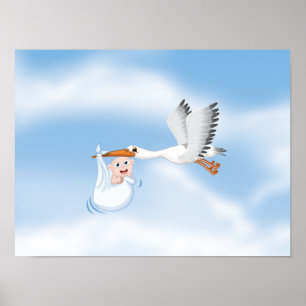 Storch mit geborenem Baby Poster