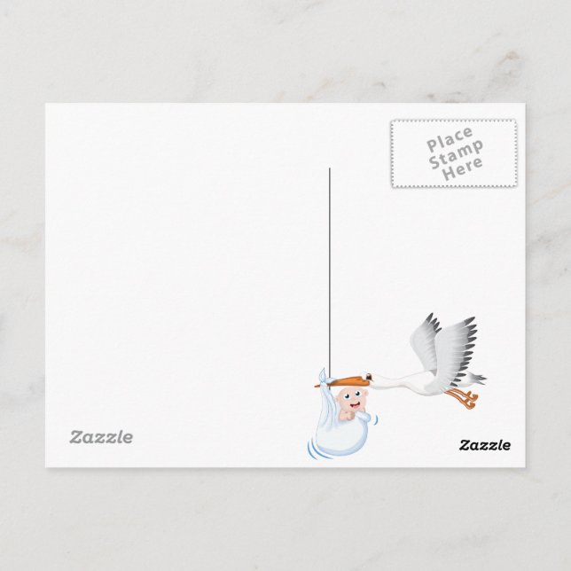 Storch mit geborenem Baby Postkarte (Rückseite)