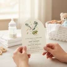 Storch mit Korb voller Rosenkohl Baby-Party-Bogen