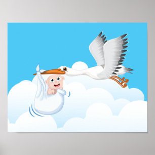 Storch mit neugeborenem Baby Poster