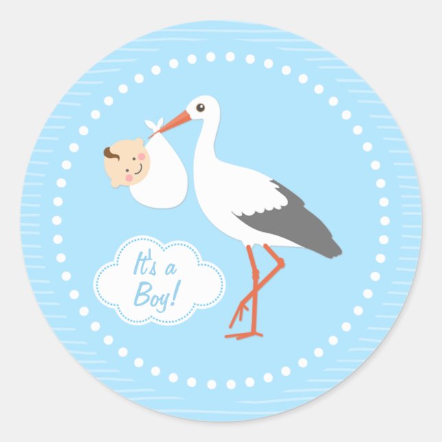 Storch mit niedlichem Baby-Baby-Babyaufkleber Runder Aufkleber (Vorderseite)