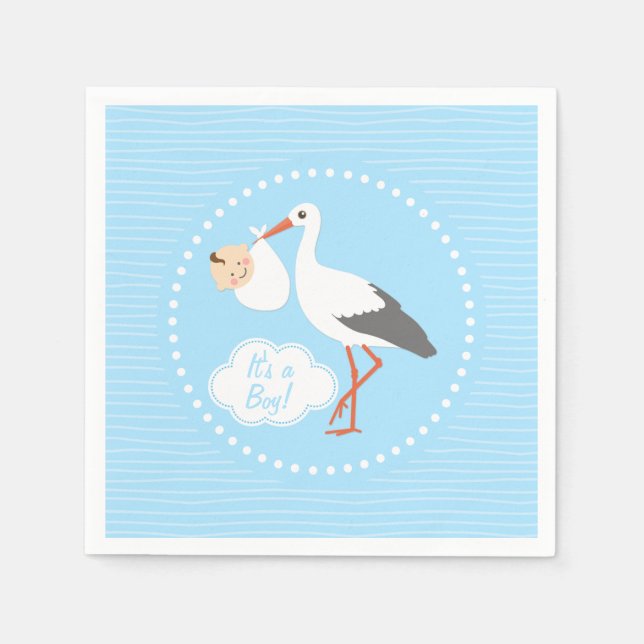 Storch mit niedlichem Baby Party Napkins Serviette (Vorderseite)