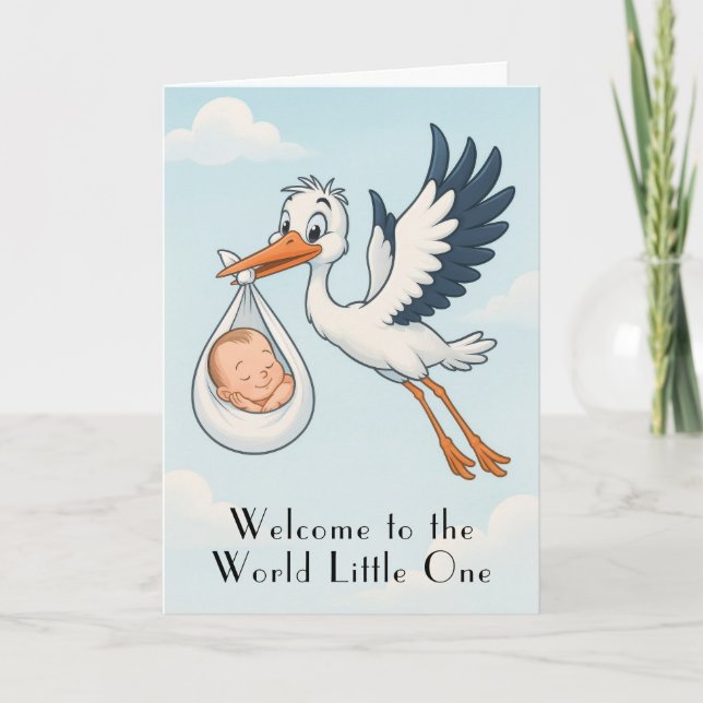 Storch Newborn Baby Card Karte (Vorderseite)