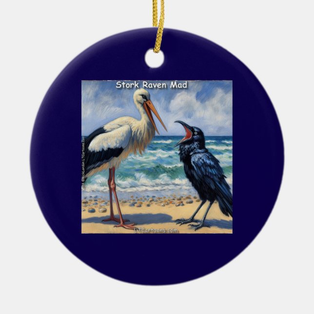 Storch Rabe Verrückt – Strandvogel-Banter Keramik Ornament (Vorne)