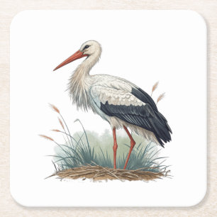Storch Rechteckiger Pappuntersetzer