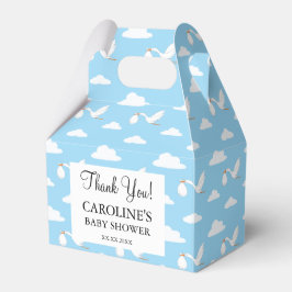 Storch Special Delivery Baby Dusche Blue Clouds Geschenkschachtel