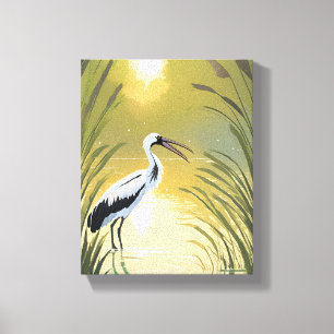 Storch Sumpf   Everglades National Park Aquarell Leinwanddruck