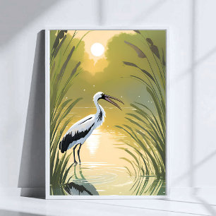 Storch Sumpf   Everglades National Park Aquarell Poster