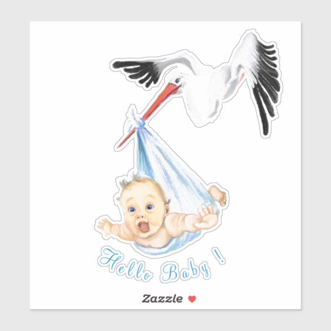 Storch Tragend Baby Funny Sticker - Benutzerdefini (Blatt)