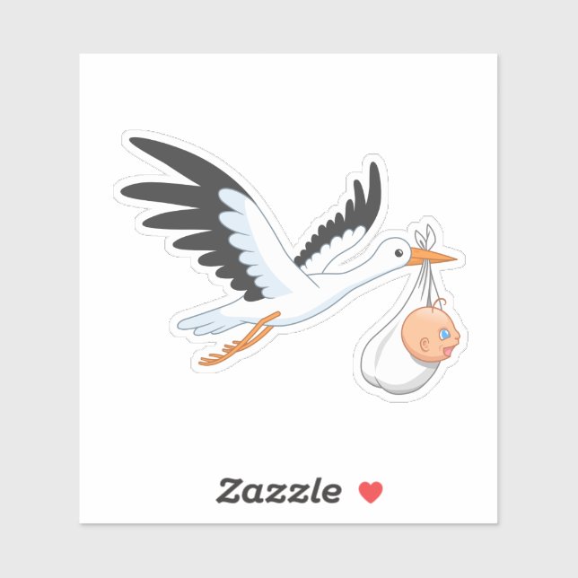 Storch trägt ein Baby Aufkleber (Blatt)