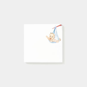 Storch trägt eine Babypost-it®-Notiz Post-it Klebezettel