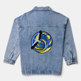 Storch. Ukrainische abstrakte Kunst Jeansjacke