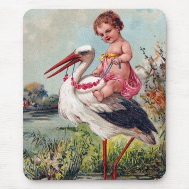 Storch und Baby ab 1909 Mousepad (Vorne)