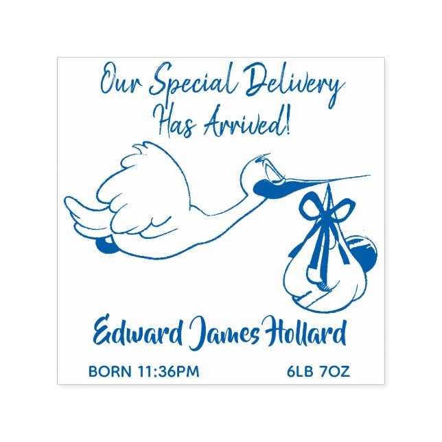 Storch und Baby Boy/Girl Birl Custom Rubber Briefm Permastempel (Design)