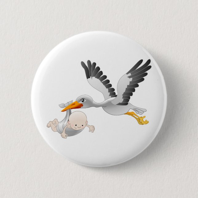 Storch und Baby Button (Vorderseite)