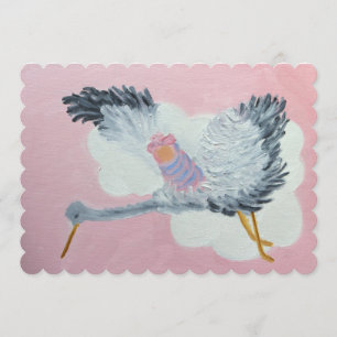Storch und Baby Girl Announccard Ankündigung