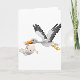 Storch und Baby Karte