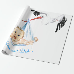 Storch und Baby Lustiges Babyshower-Geschenkpapier Geschenkpapier