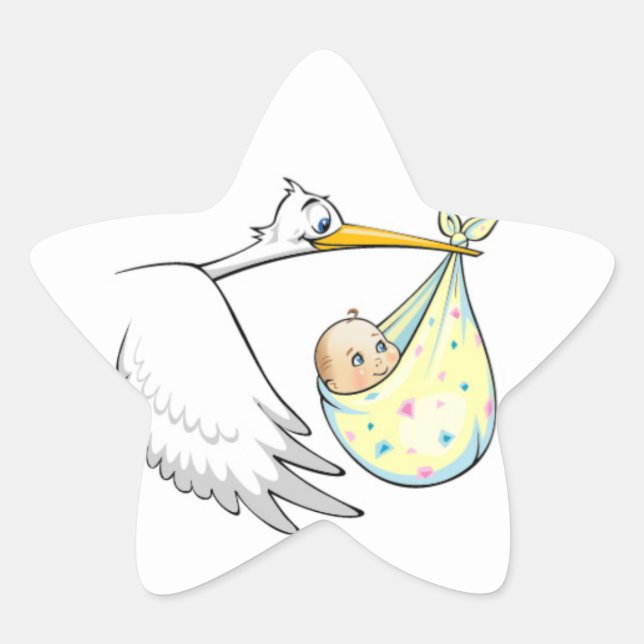 Storch- und Babyaufkleber Stern-Aufkleber (Vorderseite)