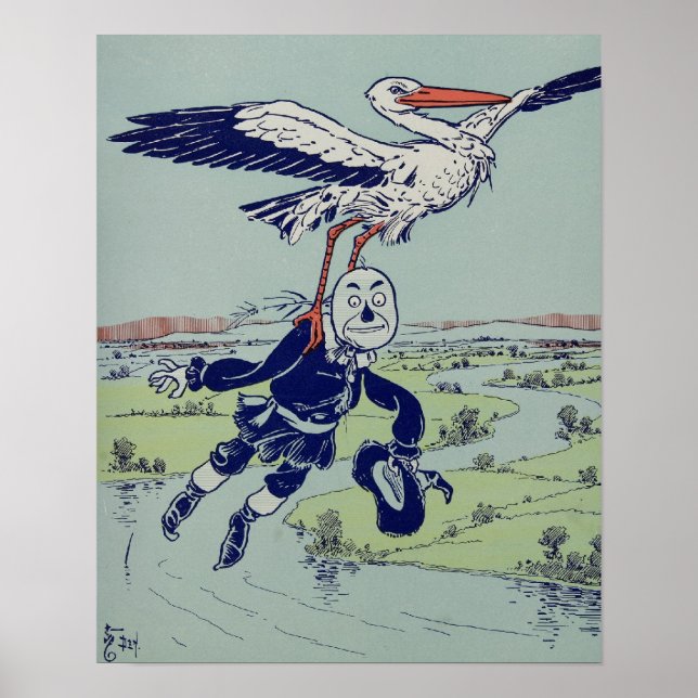 Storch und Vogelscheuche Poster (Vorne)