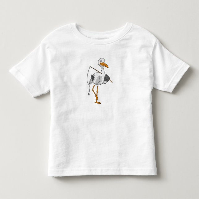 Storch wie Fisher mit Angelrute Kleinkind T-shirt (Vorderseite)