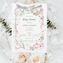 Storch Wildblumen-Schleife und -Band Baby Shower