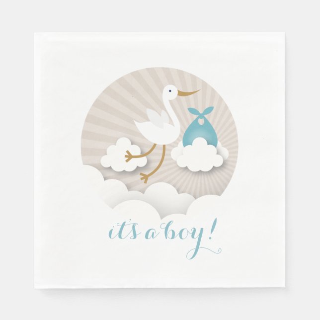 Storch + Wolken Junge Dusche Napkins Serviette (Vorderseite)