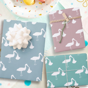 Storchen-Baby-Party-Geschenkpapierbögen Geschenkpapier Set