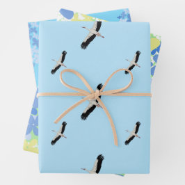 Storchen und wilde Blume Geschenkpapier Set