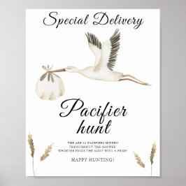 Storchenbaby-Dusche - Schnuller-Jagd Poster