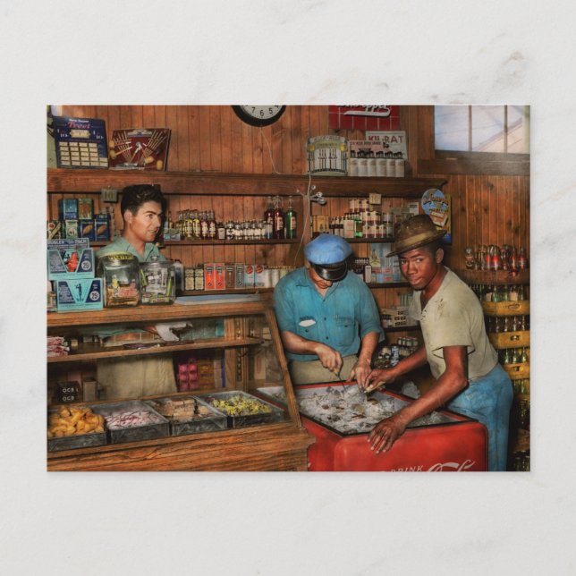 Store - Auswahl einer Limonade 1938 Postkarte (Vorderseite)